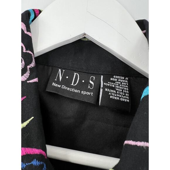 New Direction Vintage Jacket Womens XL Black Floral Heart Embroidered Button - Picture 7 of 16